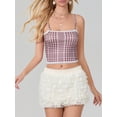 thumbnail image 5 of Raccmtaty Women's Plaid Crop Cami Tops Sleeveless Tiny Bow Front Camisole Lace Trim Tank Tops, 5 of 7