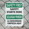 thumbnail image 5 of (2 Pack) Safety Starts Here Bilingual OSHA Safety First Sign 18 Inch X 24 Inch Indoor / Outdoor Rust-Free Aluminum Metal Signs for Workplace, Workshop, and Construction Site, Made in, 5 of 8