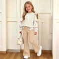 thumbnail image 6 of Enjoytime Girls Clothes 2 Piece Fall Outfit Print Long Sleeve Bow Crew Neck Sweatshirt Flare Pants Fashion Clothing Sets, 6 of 8