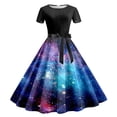 thumbnail image 3 of Haivin Womens Summer Dress Casual Short Sleeve Round Neck Flowy A Line Sundress, 3 of 3