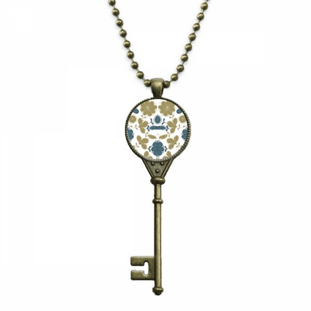 Floral clasico patron decorativo de oro Llavero Collar Colgante Bandeja Cadena Embellecida Unbranded M