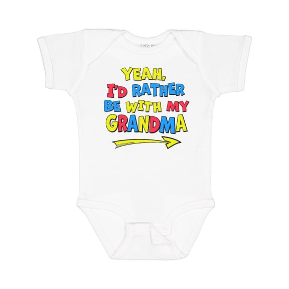 Inktastic Yeah I'd Rather be with My Grandma in Red Yellow and Blue Boys or Girls Baby Bodysuit
