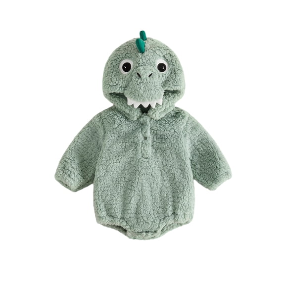 RUINIXCW Nebworn Baby Halloween Dinosaur Costume Infant Baby Girl Boy Halloween Outfit Fall Winter Warm Plush Long Sleeve Hood Romper Playsuit with Tail