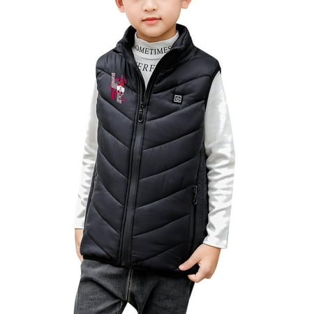 

boys Down Jacket Christmas Print Heating Vest Winter Warm Smart Heated Vest [Battery Not Included] Kids Ski Parka 6-7 Years
