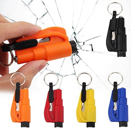 WOVTE 5 Pcs Car Escape Rescue Tool Keychain Glass Breaker Seatbelt Cutter Mini Hammer Emergency Rescue Tool Glass Breaker Car Safety Tool Window Broken Tool Seat Belt Cutter