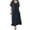 Dark Blue, variant on Maxi Dress for Women Summer Cotton Linen Dress Casual Loose Elegant Long Dress Short Sleeve Beach Dresses with Pockets