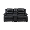 thumbnail image 4 of Martin 3 Pc Manual Reclining Sofa set finished with Faux Leather/ Wood in Black, 4 of 13