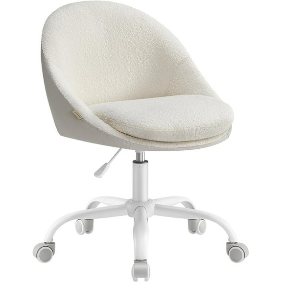 VASAGLE Office Chair, Vanity Chair, Desk Chair, Sherpa and Synthetic Leather, Foam Padding, Adjustable Height, for Home Office, Study, Bedroom