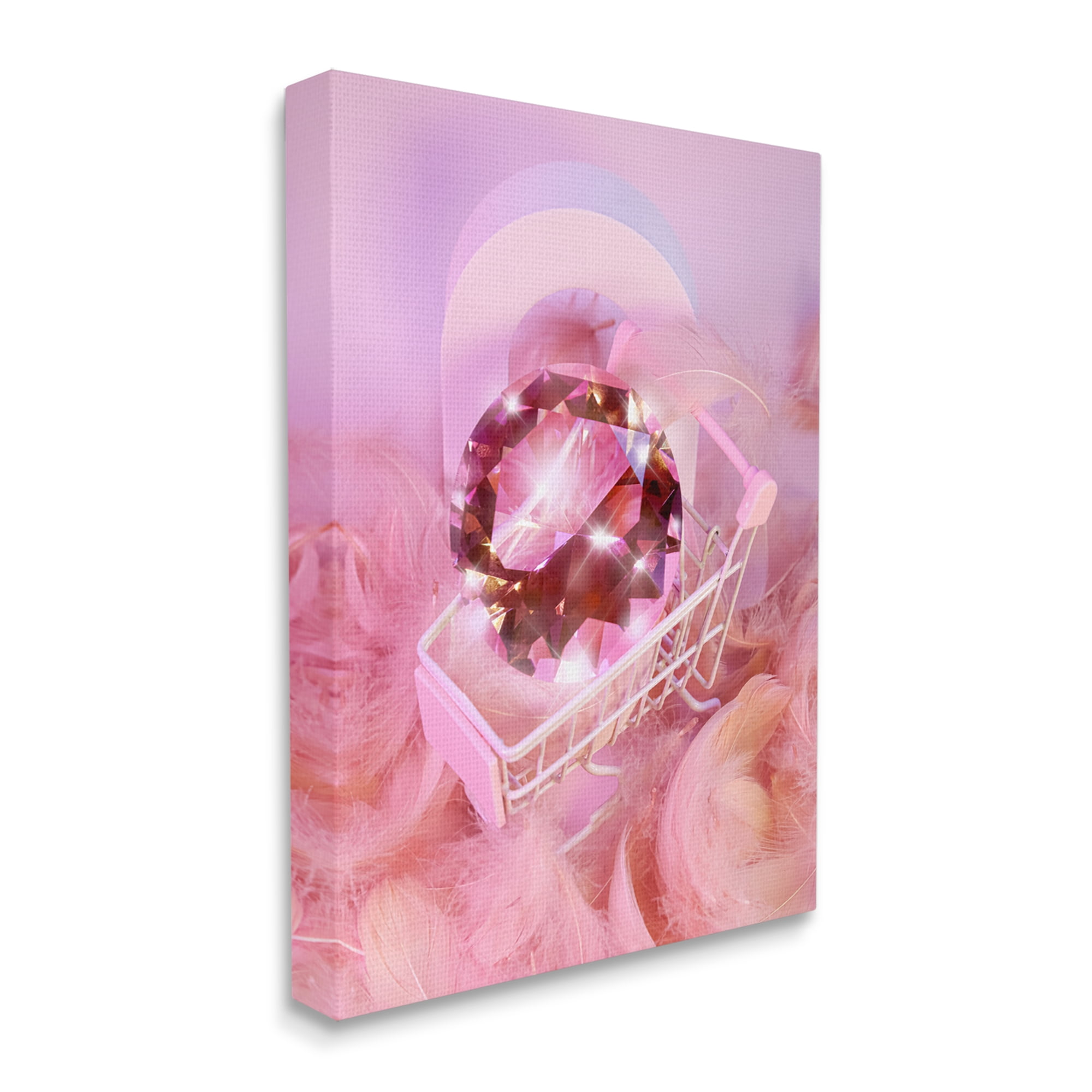 Stupell Industries Pink Glam Gem in Cart Beauty & Fashion Painting Gallery Wrapped Canvas Print Wall Art, 30 x 40