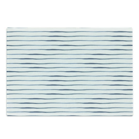 Harbour Stripe Cutting Board, Abstract Brushstroke Nautical Ocean Horizontal Lines Soft Picture, Decorative Tempered Glass Cutting and Serving Board, Large Size, Night Blue White, by Ambesonne
