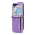thumbnail image 4 of Wallet Case for Samsung Galaxy Z Flip 6, Pretty Card Package Cover Luxury PU Leather + Hard PC Bumper Ultra-thin Protective with Long Shoulder Strap for Samsung Galaxy Z Flip 6 5G, Purple, 4 of 8