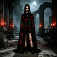 thumbnail image 6 of AoDai Halloween blood-stained hooded long coat, party costume cosplay attire, suitable for Halloween, theme performances, etc., 6 of 6