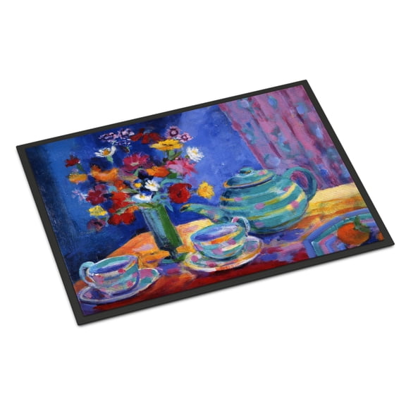 Blue Tea by Wendy Hoile Door Mat