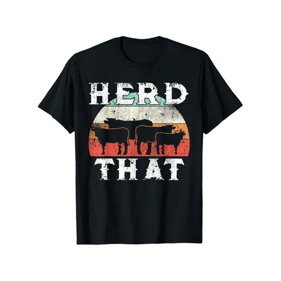 Retro Funny Cow Pun T-Shirt Herd That Vintage Cattle Farmer Graphic Tee for Men and Women Ranch Life Agriculture Apparel