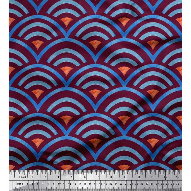 Soimoi Cotton Voile Fabric Scales Geometric Printed Fabric 1 Yard 56 Inch Wide
