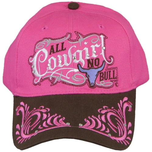 Cowgirl Womans Hardcore Cowgirl Ball Cap Hat in Black & Pink H10 