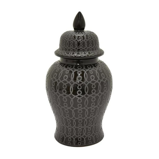 Plutus PBTH94369 Porcelain Temple Jar, Black
