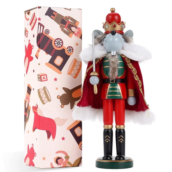 Adorno navideño en forma de cascanueces con forma de ratón rey, 30 cm