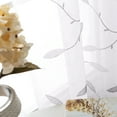 thumbnail image 5 of Curtainking Sheer Curtains 84 inches Embroidered Leaf Window Curtains for Living Room Grommet Top 2 Panels Voile Drapes for Bedroom Grey on White, 5 of 8