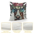 thumbnail image 4 of YINGXI  Throw Pillow Covers Fashion Cow with Rose Floral Green Leaves Wreath and Sunglasses,Square Decorative,Cushion Pillows Cover for Couch Bed for Men/Women 12x12in, 4 of 5