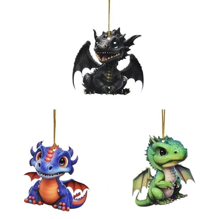 

3PCS Christmas Decorations 2D Adorable Flying Dragon Baby Christmas Ornament Unique Shape And Charming Design To Add A Touch Of Magic And Sparkle To Your Holiday Decorations