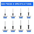 thumbnail image 4 of Kit surtido de remaches ciegos de 600 piezas, 8 tamaños (1/8 pulg. x 1/4 pulg., 5/16 pulg., 3/8 pulg., 1/2 pulg., 3/16 pulg. x 5/16 pulg., 3 negros, negros), 4 of 5
