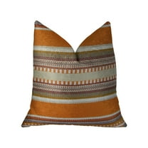 Plutus South Shore Amber Orange Olive & Cream Handmade Luxury Pillow - 20 x 30 in. Queen