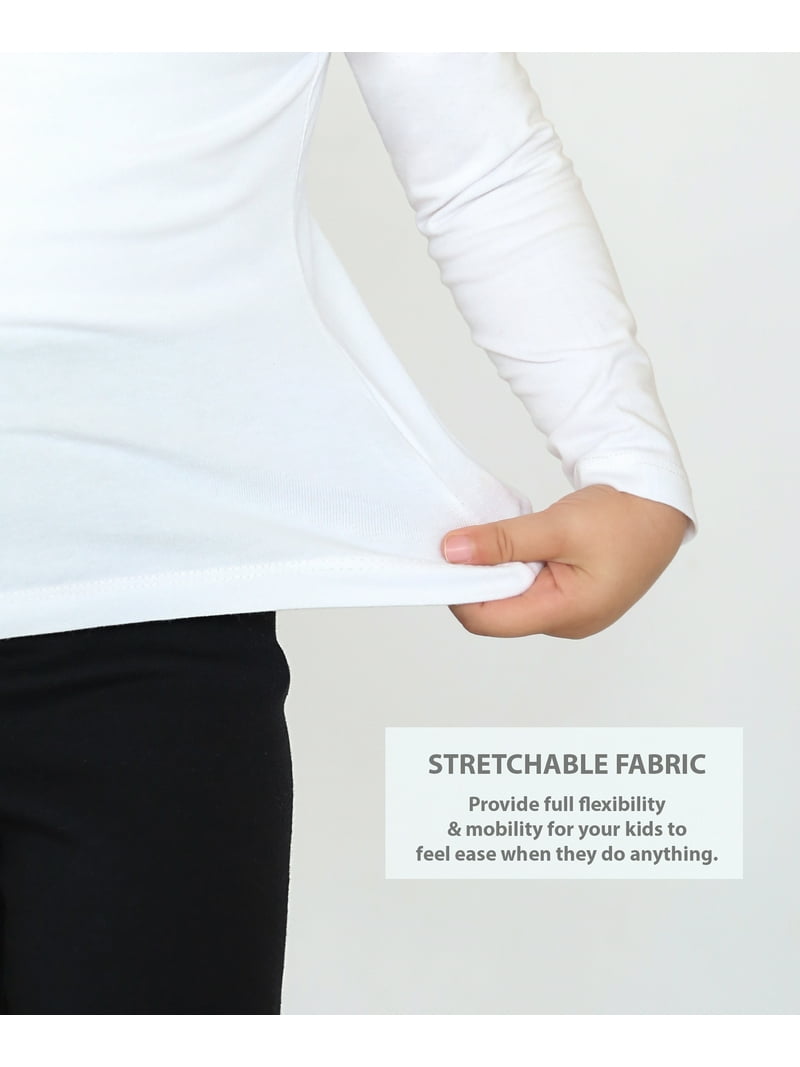 Lilax Girls' Round Neck Basic Long Sleeve Cotton T-Shirt White 5