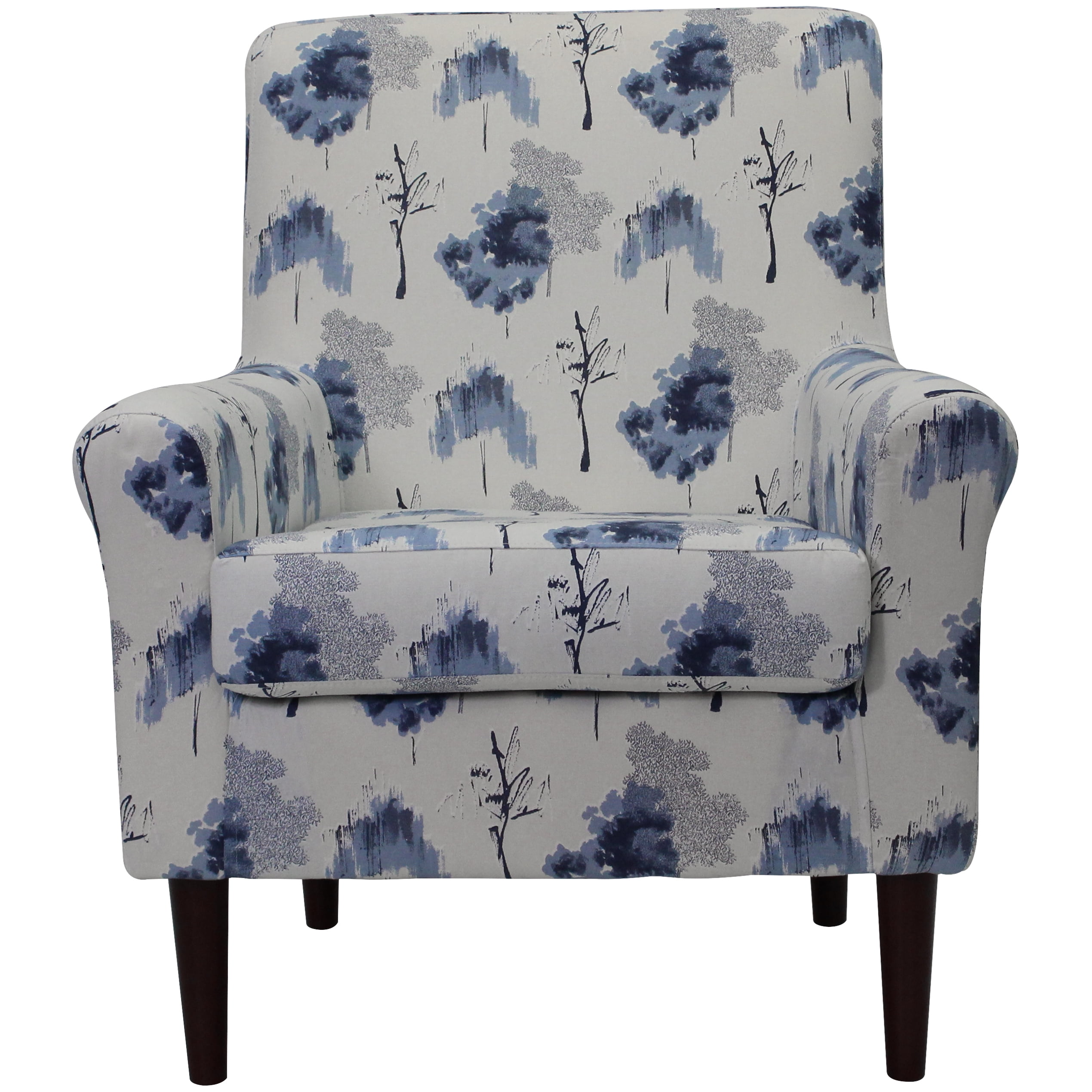 Navy Floral Upholstered Armchair Accent Chair Bedroom Fabric Living