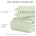 thumbnail image 3 of Noble Linens Sage Puffed Rugged Stripes 2-Piece Duvet Cover Set, Twin/TwinXL, 3 of 11