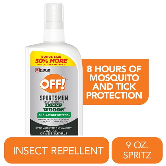 OFF! Deep Woods Sportsmen 25% Deet Insect Repellent II, Mosquito Bug Spray, Bonus Size, 9 oz