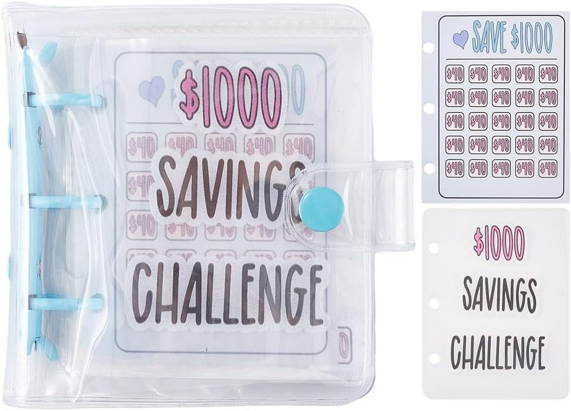 $1000 Savings Binder 25Pcs Savings Mini Challenge Binder with Cash Envelopes Money Budgets Cash Wallet Clear Binder Book for Saving Budgeting Planer Christmas Mothers Day Home Office Gifts