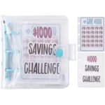 $1000 Beurre d'épargne 25Pcs Économies Mini Défi Binder avec enveloppes en espèces Budgets en argent Portefeuille en espèces Livre clair pour économiser Planificateur de budget Noël Fête des mères Maison Office Cadeaux