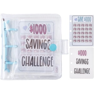 $1000 Beurre d'épargne 25Pcs Économies Mini Défi Binder avec enveloppes en espèces Budgets en argent Portefeuille en espèces Livre clair pour économiser Planificateur de budget Noël Fête des mères Maison Office Cadeaux