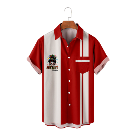 

MLSUN Big Men s Christmas Hawaiian Shirt Button Down Short Sleeve Vintage Beach Tee Shirts Retro Bowling Shirts For Men Youth