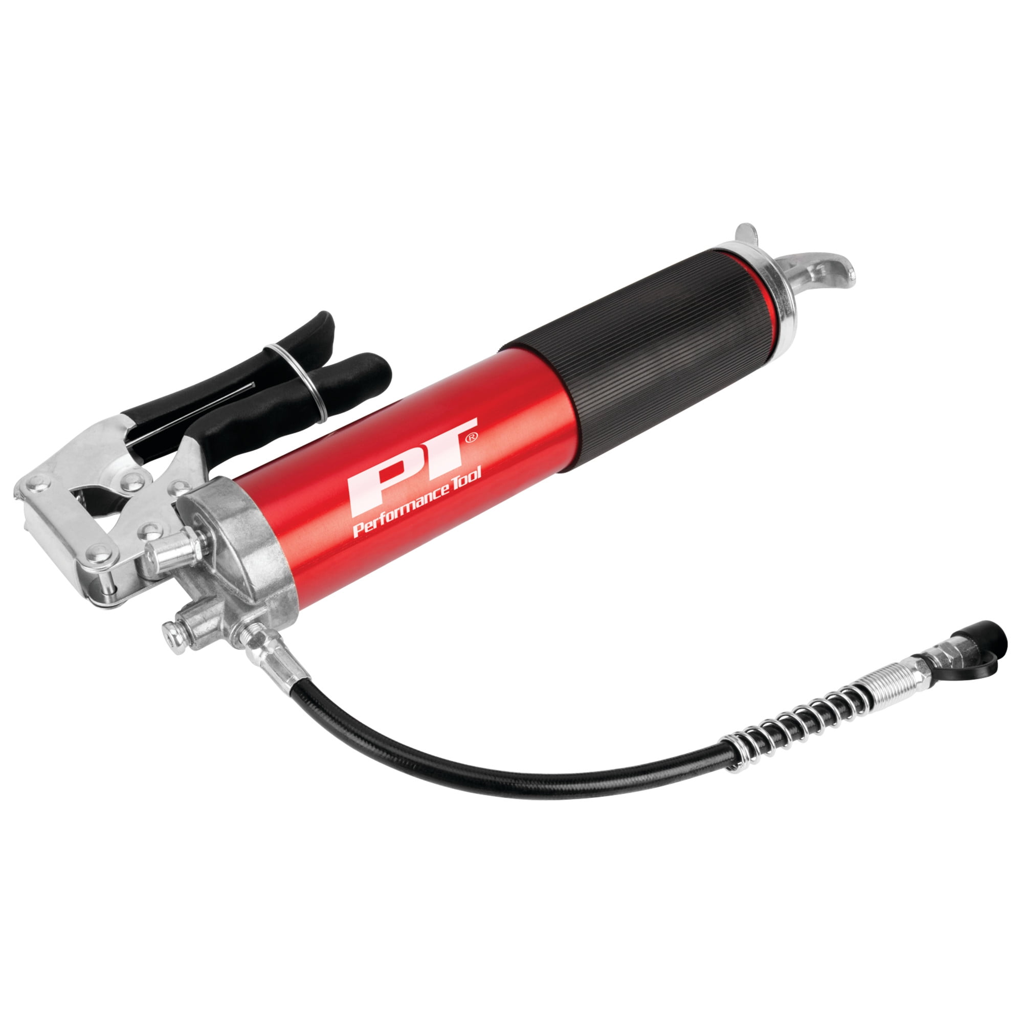 Performance Tool W54291 Lightweight Pistol Grip Grease Gun with Anodized Aluminum Barrel, T-Handle, and 4-Jaw Coupler, Accepts 14 oz Cartridges