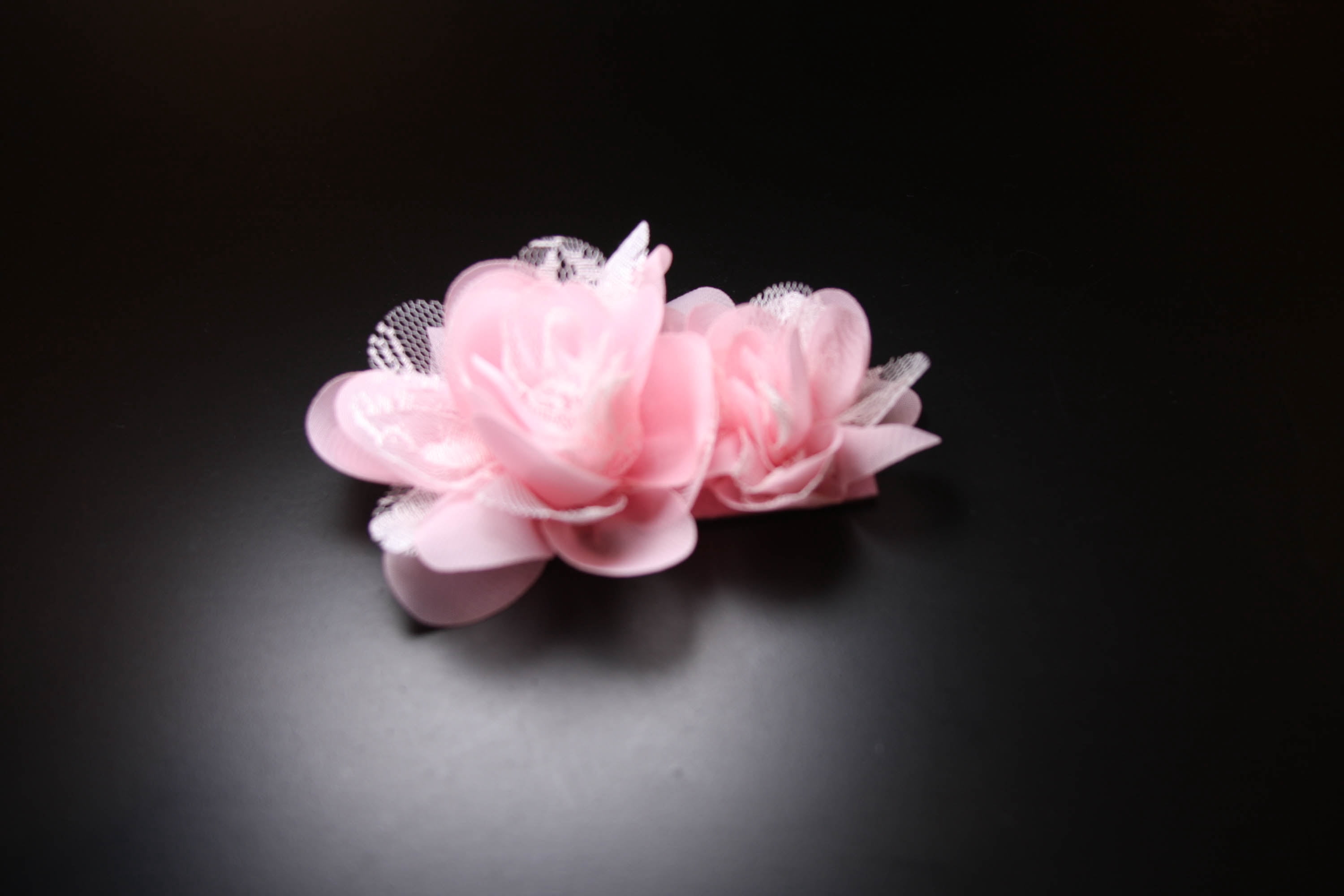 Offray Light Pink 4 1/2" Handmade Chiffon Flower With Lace Applique, 1 Each, Sewing Embellishment