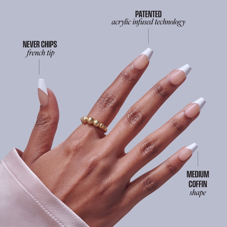 Kiss Core French Tip Press On Nails, Reunion, Medium Coffin photo 3