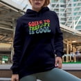 thumbnail image 2 of Going to Therapy Is Cool, Therapist Quote, Groovy Retro Wavy Text Merch Gift, Navy Blue Hooded Sweatshirt or Hoodie, 2XL, 2 of 5