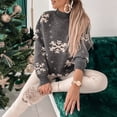 thumbnail image 4 of Suéter de punto de mujer Patrón de copo de nieve casual Traje de vacaciones de medio cuello alto FLhrweasw Nuevo, 4 of 6
