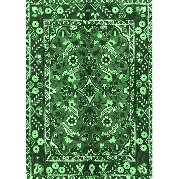 Ahgly Company Indoor Rectangle Persian Emerald Green Traditional Area Rugs, 7' x 10'
