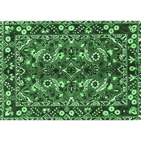 Ahgly Company Indoor Rectangle Persian Emerald Green Traditional Area Rugs, 5' x 7'