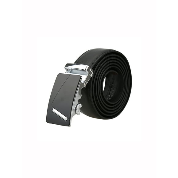 Cinturón de cuero de vestir para hombres con hebilla automática de ratchet Inspire Chic, forma L plateada, 50 3/8-53 1/8
