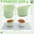 thumbnail image 3 of shuaien 2-Pack Silicone Slow Feeder Cat Bowls with Mat Elevated Tilted Anti-Vomit Adjustable Angle White & Green, 3 of 8