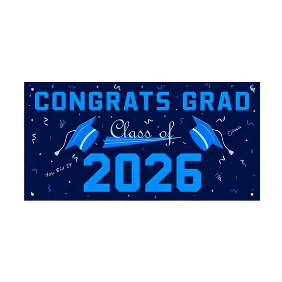 2026 Graduation Party Backdrop - 59"Ã 35"Congrats Grad Banner in Green, Large Class of 2026 Decorations, Photography & Grad Party Supplies