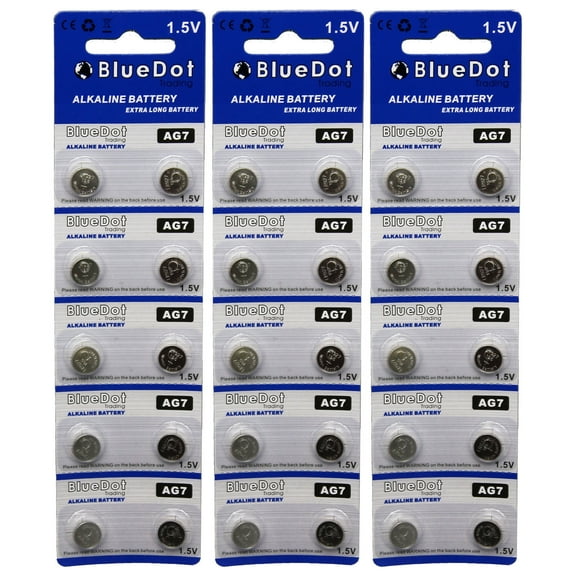 BlueDot Trading AG7 (also known as LR57 and LR926) Alkaline Button Cell Batteries - 30 Pack