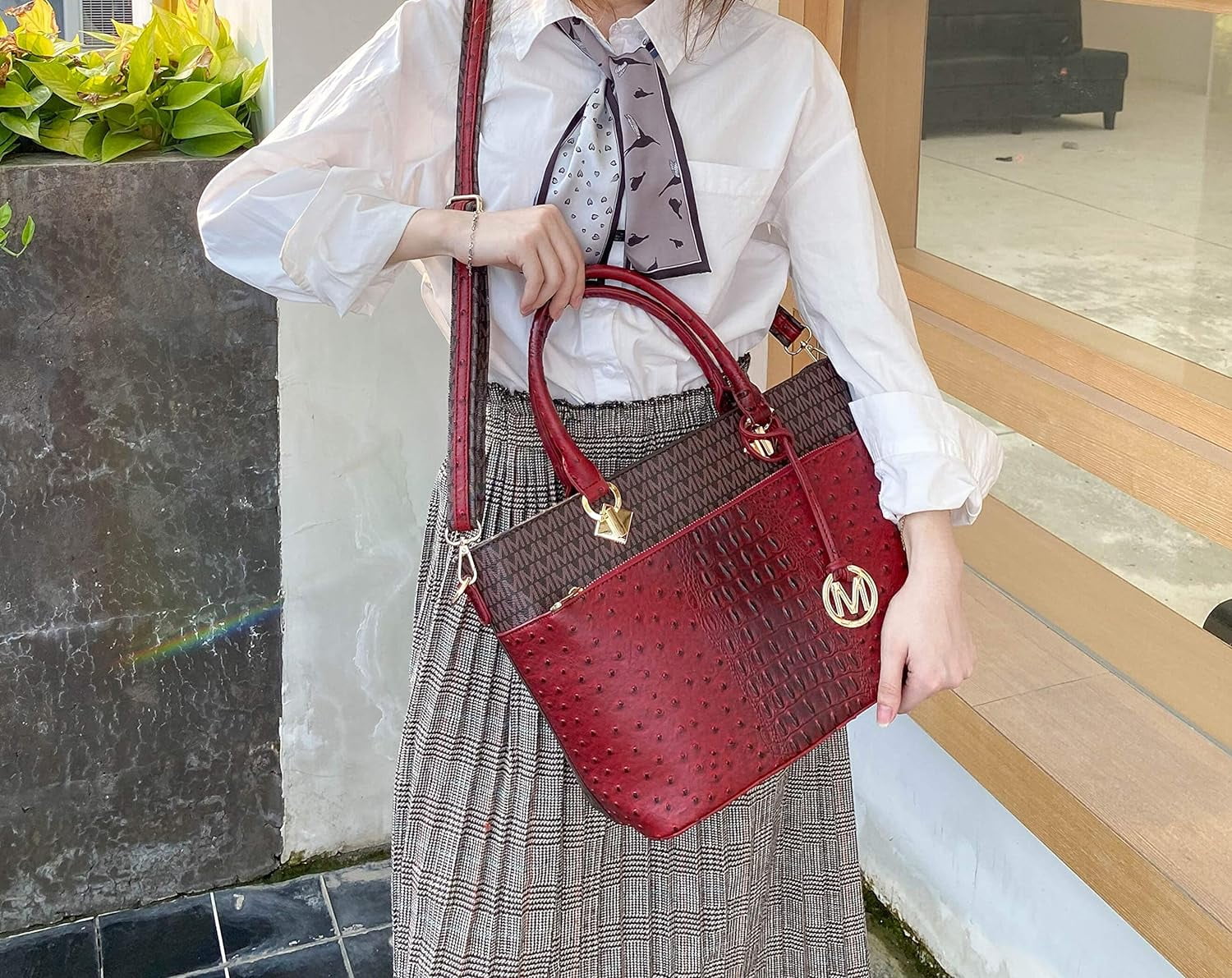 MKF Collection Grace Women's tote Bag, Croco Vegan Leather Shoulder Bag Handbag Purse by Mia K