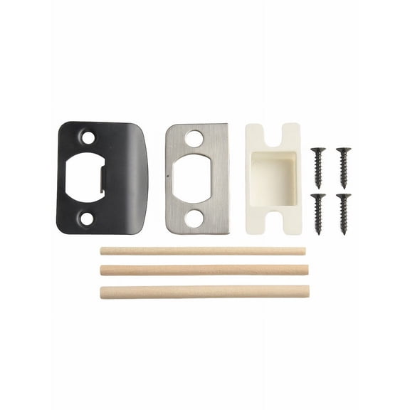 Door Lock Strike Plate with Spacer Shim Door Security Lock Repair Kits D Type Black