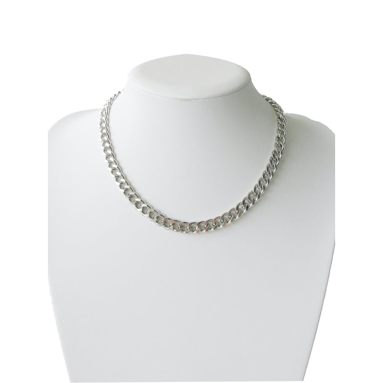 Time and Tru Silver Tone Chunky Curb Chain Necklace 17 inches with