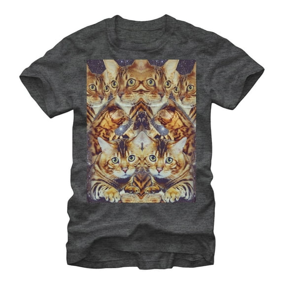 Men's Lost Gods Kaleidoscope Kitty  Graphic Tee Charcoal Heather X Large